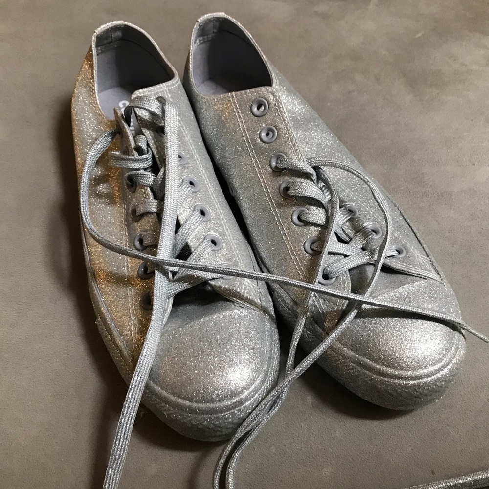 Unisex Silver Glitter Converse Low-top sneakers